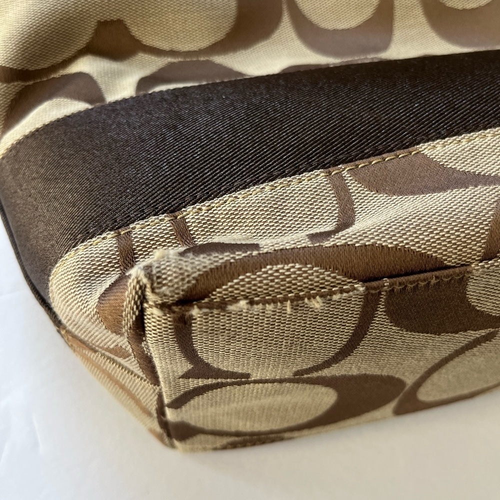 Coach Brown Sig Stripe Tote - Picture 6 of 10